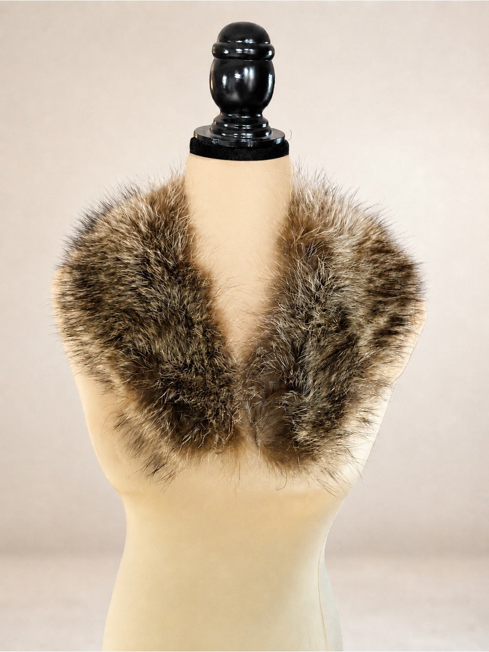 Vintage Genuine Raccoon Fur Collar Wrap Brown Gray